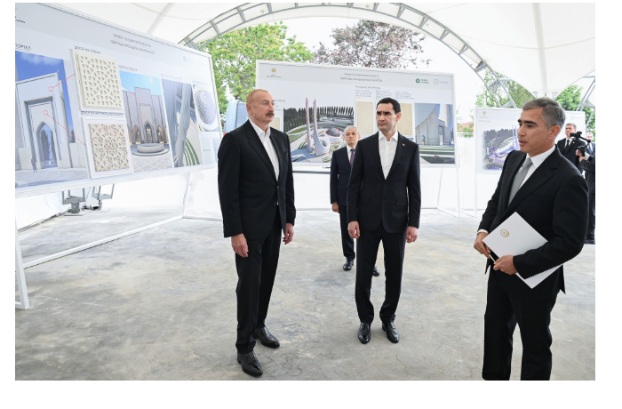 prezident-ilkham-aliev-i-prezident-serdar-berdymukhamedov-oznakomilis-s-khodom-stroitelstva-shushinskoy-mecheti-foto